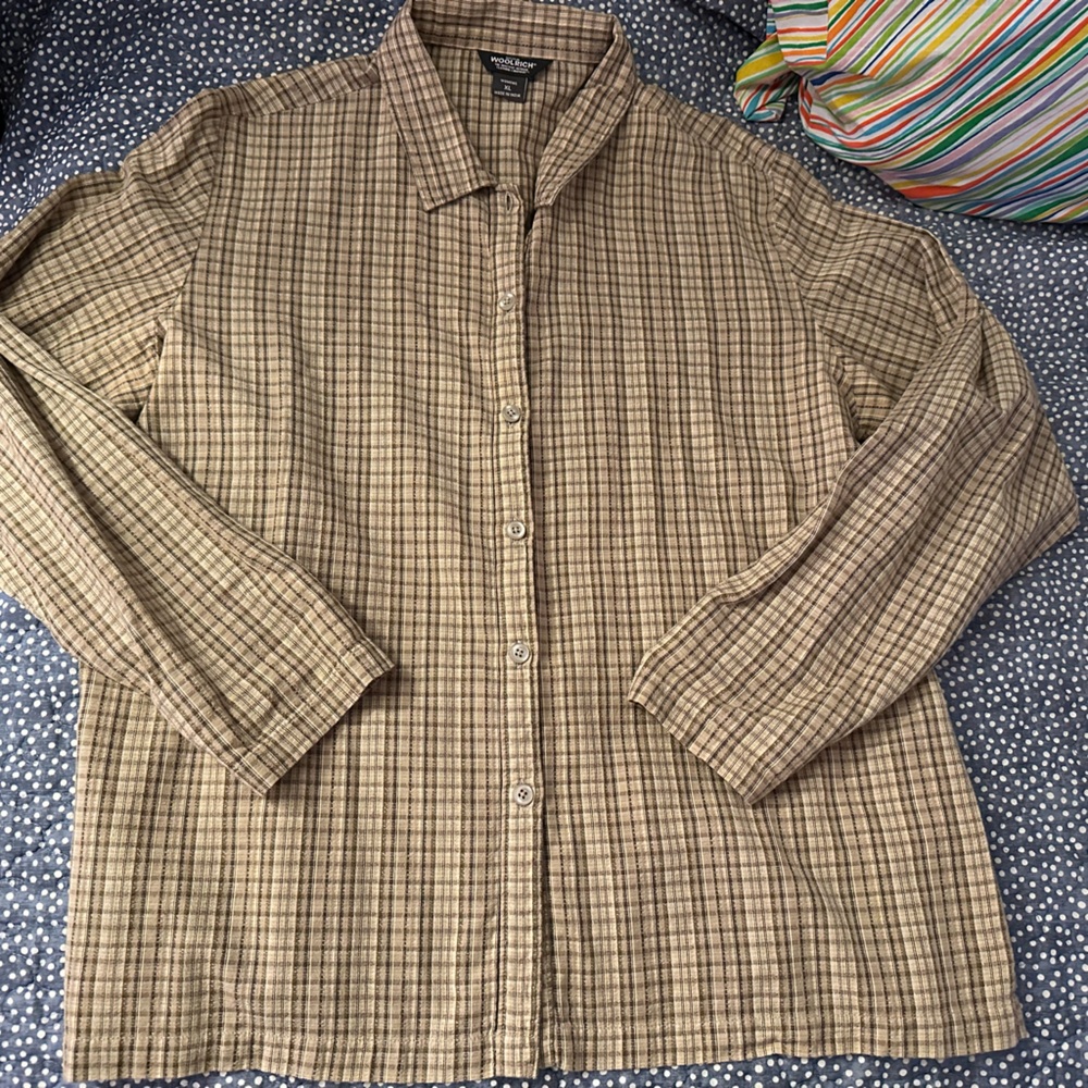 Woolrich Women's Tan Plaid Button-Up Shirt
